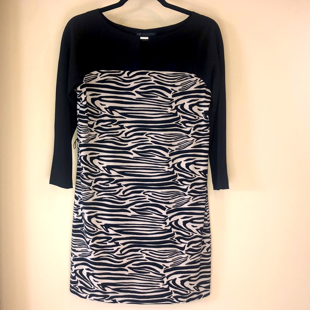 A l X Armani Exchange Black and Tan dress EUC